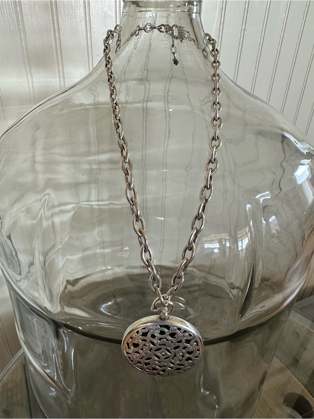 Brighton,  Silver Filigree Pendant Necklace - Women's Jewelry